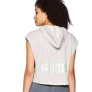 PUMA Cropped Sleeveless Hoodie Light Gray Heather. Size L.